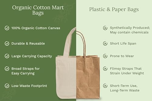 Best Canvas Grocery Shopping Bags - Cloth Grocery Tote Bags - Reusable Cotton Grocery Tote Bags with Bottle Sleeves - color: Off-white
