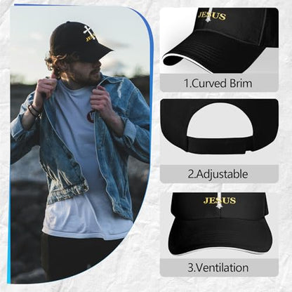 Jesus Hat for Men, Snapback Christian Hats for Women, Outdoor Religious Cap Adjustable Christian Baseball Caps - color: Jesus Christian Faith Cross3