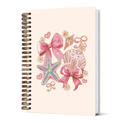 Dejfel Pink Bow Seashell Notebook Journal,Preppy Gifts for Women Girls - color: summer