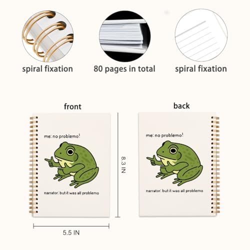 WXHUM Funny Frog Notebook Journal for Women Teen Girls, Cute Journaling Notebooks for Study Office Supplies, Frog Gifts for Women Kids Teen Girls, 5.5x8.3 - color: Frog