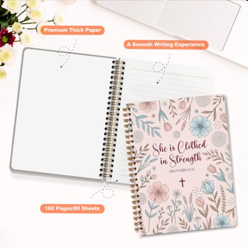 Aesthetic Bible Journal for Women, Religious Gift for Christians - color: Bible Verse Proverbs 31:25