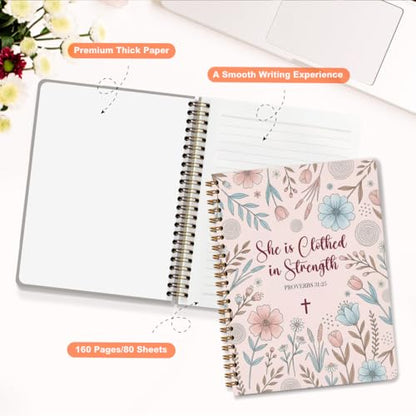 Aesthetic Bible Journal for Women, Religious Gift for Christians - color: Bible Verse Proverbs 31:25