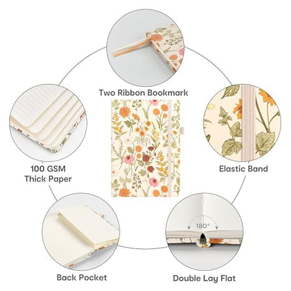 &And Per Se Lined Hardcover Notebook – A5 5.7"x8" College Ruled, 160 Pages, 100gsm Thick Paper – Aesthetic Journal for Women, Gift-Ready Planner, Everyday Writing Notebook (Wild Flowers) - color: a.Wild Flowers, style: Lined with Pattern