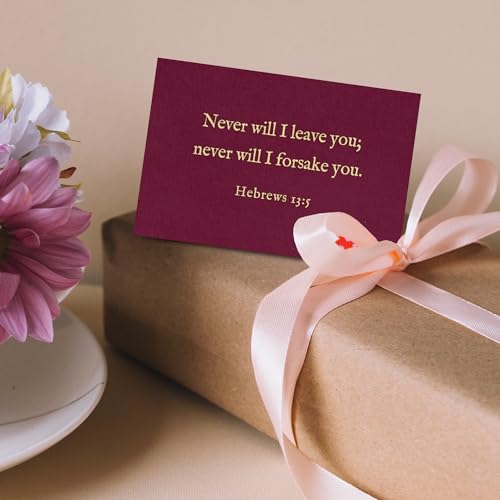 Bible Verse Cards, 60 Mini Prayer Cards on 300GSM Pearl Paper - color: Burgundy