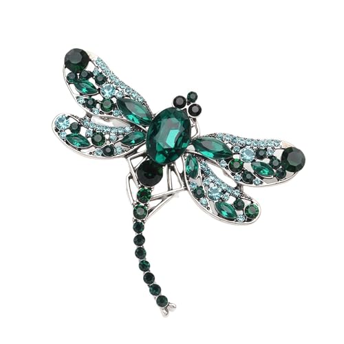 Brooch Pins For Women Fashion Elegant Brooches Lapel Badges Coat Sweater Scarves Shawl Dress Accessory Wedding Party Prom Jewelry - color: Emerald - Dragonfly