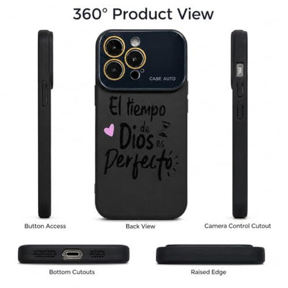 for iPhone 17 Pro Max Case God's Timing is Perfect Spanish Bible Verse Phone Case, Full Camera Lens Protection, Shockproof Drop Resistant Durable Cover (Black, iPhone 14 Pro Max) - color: black, size: iPhone 14 Pro Max