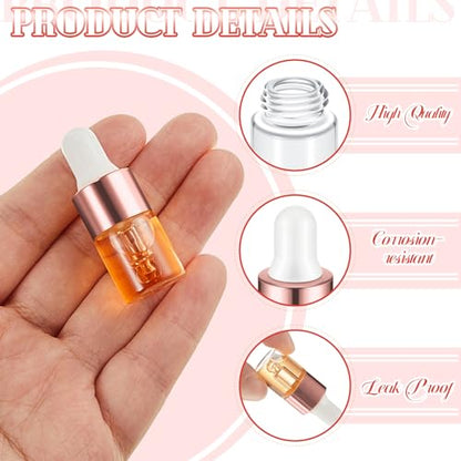 Didaey 100 Pcs Mini Glass Oil Dropper Bottle, 2 ml, Rose Gold - color: Rose Gold, size: 2 ml