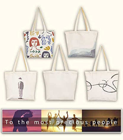Canvas Tote Bag, Pockets, Zipper, Durable, Lightweight, Cotton Shopping Cloth Bag, Gifts - color: Off-white