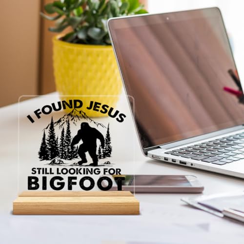 Christian Home Decor, Funny Bigfoot Acrylic Desk Sign - color: M60A14