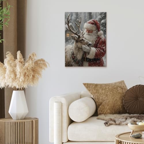 XINCEYWJ Winter Christmas Santa and Reindeer Wall Art Decor 11x14 Inches - color: santa-2, size: 11x14in