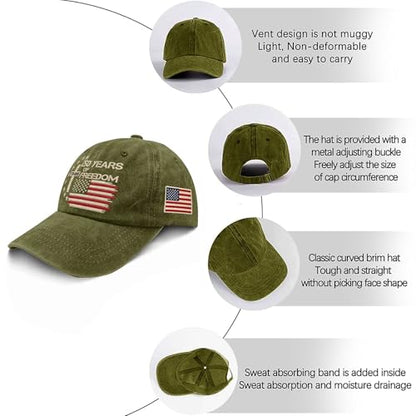 US 250th Anniversary Hat, Patriotic Embroidered Cap, 1776-2026 Freedom Celebration, 250 Years American History Gift Patriots - color: Army Green