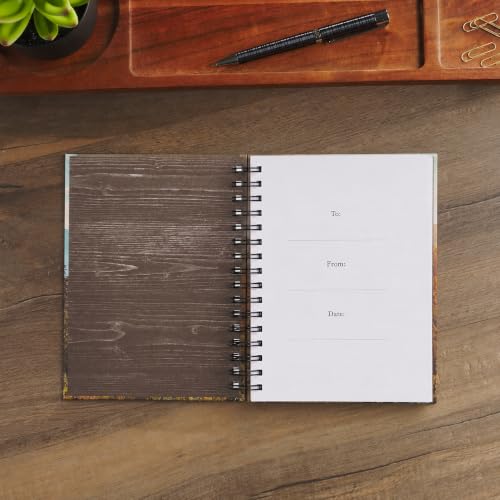 Christian Art Gifts Hardcover Journal, Be Strong and Courageous Jsohua 1:9 Bible Verse, Scenic Mountain Inspirational Wire Bound Spiral Notebook Elastic Closure Lined Pages w/Scripture, 7 x 8.5