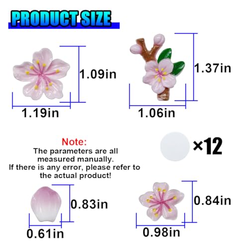 5PCS Peach Blossoms Car Dashboard Decoration (Pink) - color: Pink
