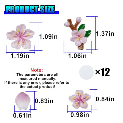 5PCS Peach Blossoms Car Dashboard Decoration (Pink) - color: Pink