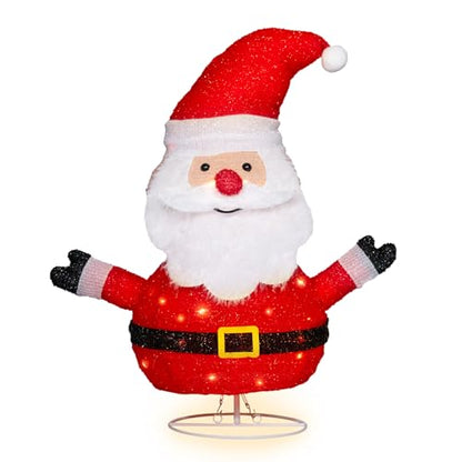 24.5" Lighted Christmas Santa, 3D Pre‑Lit Indoor Outdoor Decor - size: 24.5''*20''