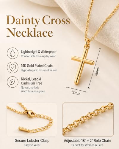 HGDEER God's Blessing Cross Necklace for Women, Dainty Christian Faith Gift