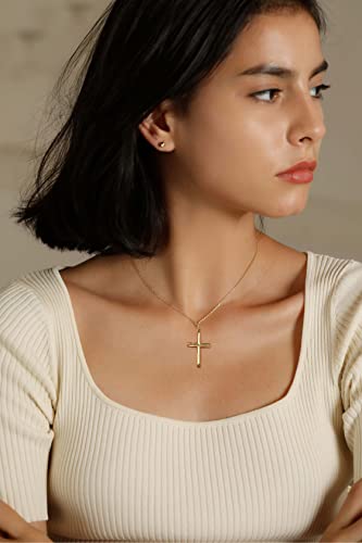 S.Leaf Cross Necklace for Women Gold Plated Cross Necklaces for Women 925 Sterling Silver Cross Pendant Necklaces for Women Birthday Anniversary - color: Cross_Necklace_Polish_18Karat Gold Plated