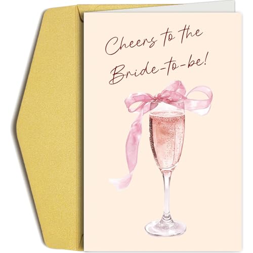 Bridal Shower Card for Bride To Be, Funny Engagement Card for Her, Wedding Congratulations Cards for Friend Family, Cheers To The Bride To Be - color: Bridal Shower Card
