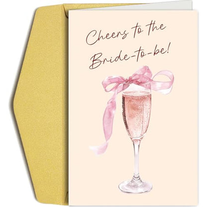 Bridal Shower Card for Bride To Be, Funny Engagement Card for Her, Wedding Congratulations Cards for Friend Family, Cheers To The Bride To Be - color: Bridal Shower Card