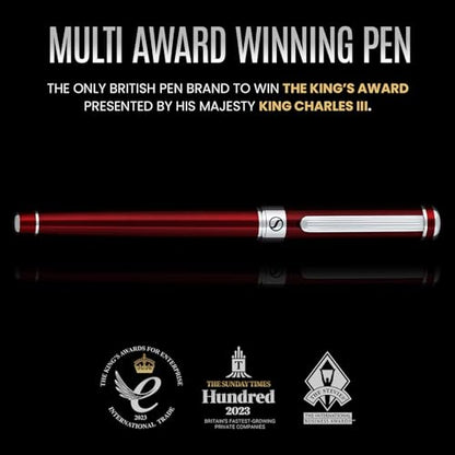 Scriveiner Deep Crimson Red Rollerball - Stunning Red Lacquer Luxury Pen with Chrome Finish, Schmidt Ink Refills, Roller Ball Pen Gift Set for Men & Women, Professional, Executive, Office, Nice Pens - color: 14. Crimson Red with Chrome