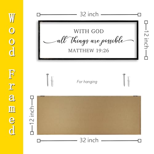 RLWangChao With God All Things are Possible Wall Decor 32"X12" Black - color: With God All Things are Possible (Black), size: 32"L x 12"W