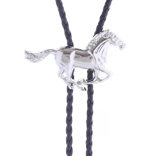 Western Cowboy Bolo tie for Men Women Gold Silver Death Skull Moth Cross Bolo Tie Christmas Deer Rooster Wolf Necktie Gift - color: 11# Silver