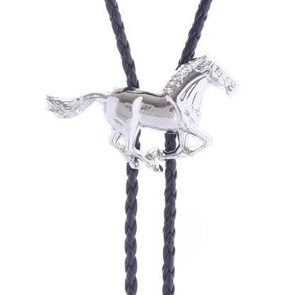 Western Cowboy Bolo tie for Men Women Gold Silver Death Skull Moth Cross Bolo Tie Christmas Deer Rooster Wolf Necktie Gift - color: 11# Silver