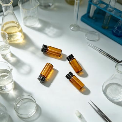 10Pcs 10ml Small Amber Glass Lab Sample Vials with Black Screw Caps - color: amber, size: 10ml