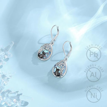 Vito Moonstone Turquoise Drop Earrings for Women, 925 Sterling Silver Hooks - style: Cat