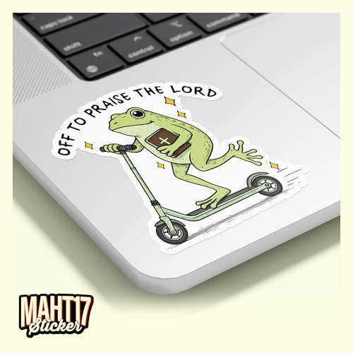 (3Pcs-3") Off to Praise The Lord Stickers, Funny Frog Meme Christian Faith Religious Bible Verse Waterproof Die-Cut Vinyl Sticker for Kindle, Laptop, Water Bottles, Phone Decal Gifts 3 Inches - size: 3x3"