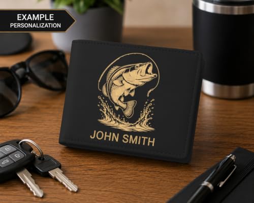 LaserGram Personalized Wallet, Christian Cross (Black/Gold) - color: Black with Gold