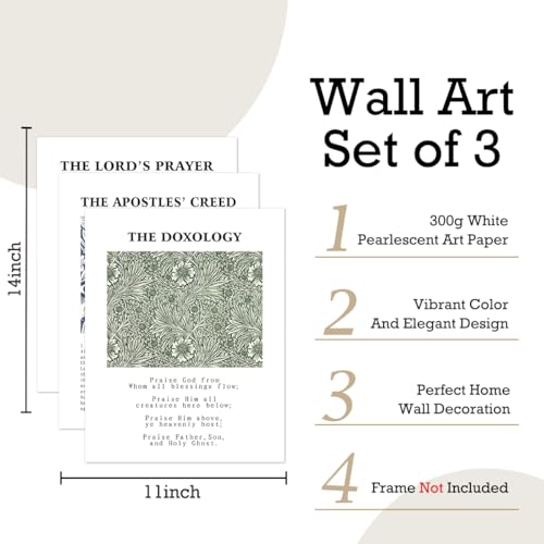 Set of 3 Poster Bible Verse Wall Art,The Lord's Prayer Christian Wall Decor - color: The Doxology