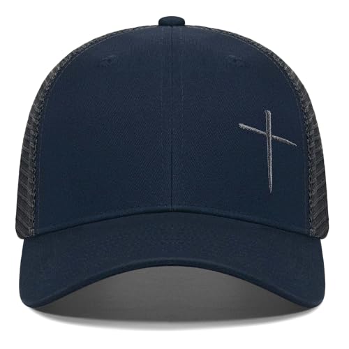 Christian Hats for Men Women,Jesus Cross Hat Christian Religious Gifts for Birthday/Christmas - color: 381.nany Blue