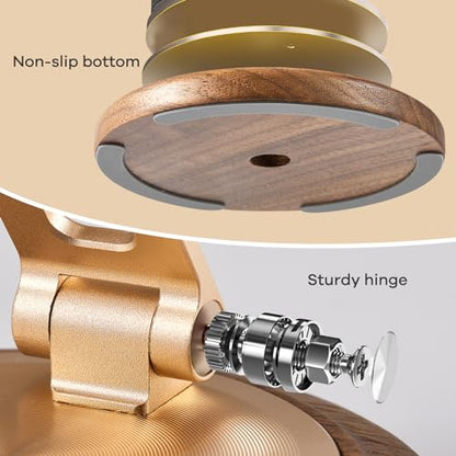 Dual Folding Phone Desk Stand, Wood, Rose Gold - color: Rose Gold