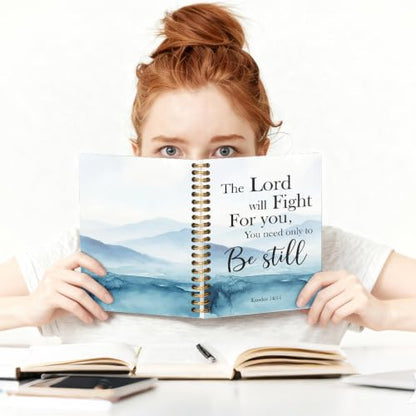 The Lord Will Fight for You You Need Only to Be Still Bible Verse Exodus 14:14 Spiral Notebook, Inspirational Mountain Journal, Christian Promotion Farewell Gifts for Women Men Coworkers Boss - style: The Lord