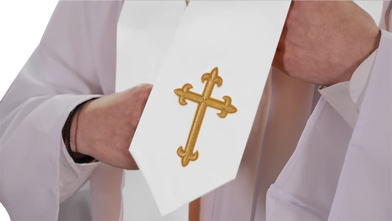 CLERKMANS Choir Stole with Crosses - color: White