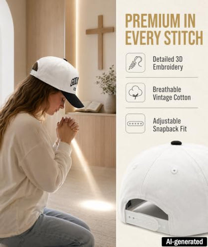 God is Good Hat, Christian Hats for Men & Women Religious Gift - color: Black/White