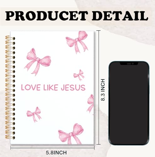 BNHJKFQZ Coquette Pink Bow Bible Journal for Women,Christian Gifts for Women Girls,Cute Bible Study Supplies Journaling Notebook,Preppy Pink Bow Hardcover Spiral Notebook 5.5 x 8.3 Inch - color: Bible -Pink