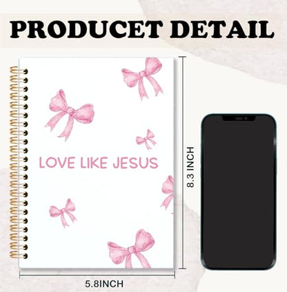 BNHJKFQZ Coquette Pink Bow Bible Journal for Women,Christian Gifts for Women Girls,Cute Bible Study Supplies Journaling Notebook,Preppy Pink Bow Hardcover Spiral Notebook 5.5 x 8.3 Inch - color: Bible -Pink
