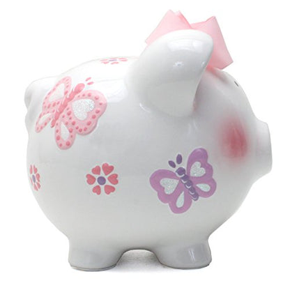 Child to Cherish Ceramic Piggy Bank for Girls, Butterfly - color: Butterfly