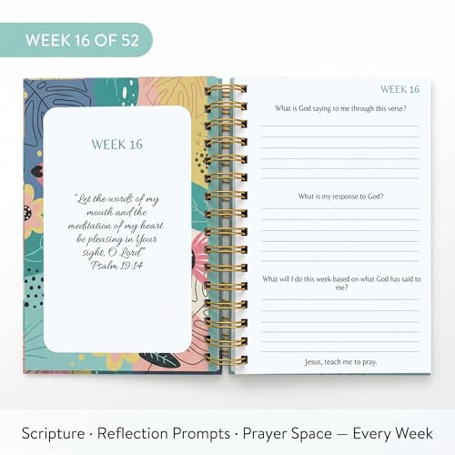 EFFETA Prayer Journal for Women – 52-Week Christian Devotional & Bible Study with Scripture Prompts | Hardcover Gold Spiral, Pen Holder & Ribbon Bookmark | Thoughtful Gift for Christian Women