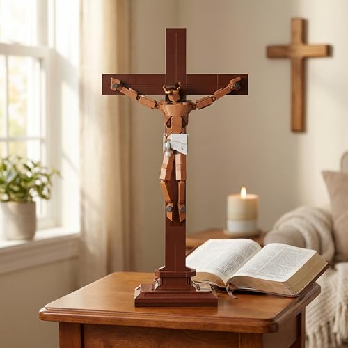Jesus Cross Building Blocks Set, 588 PCS - color: Brown