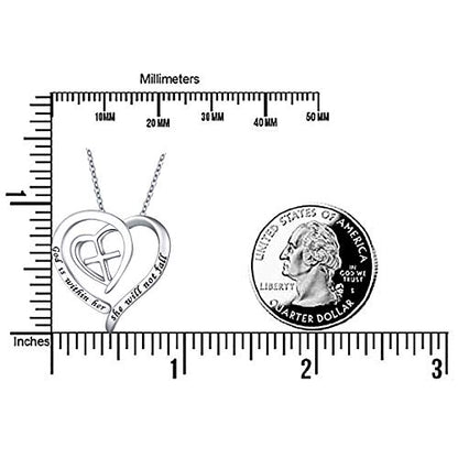 S925 Sterling Silver Christian Cross Heart Faith Bible Verse Necklace Rings - style: God is within her she will not fall.