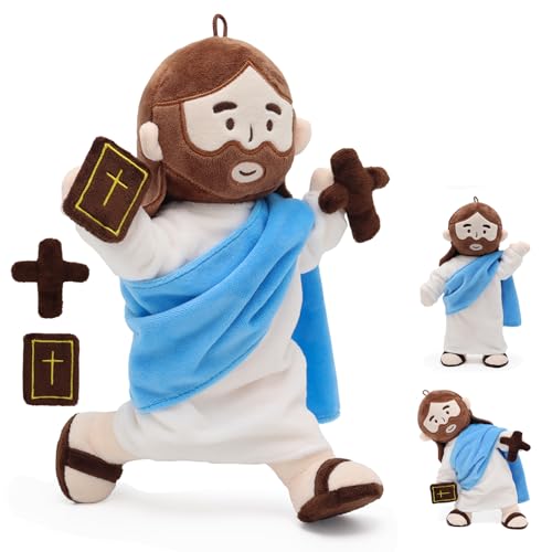 Yelakey Jesus Plush Doll 13.4" Poseable Jointed Christian Easter Gift - color: Blue
