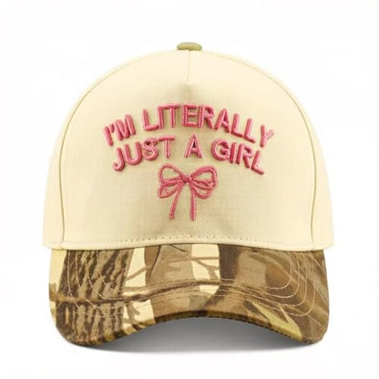 Two Tone Embroidered Lettering Baseball Cap - color: Beige/Camo