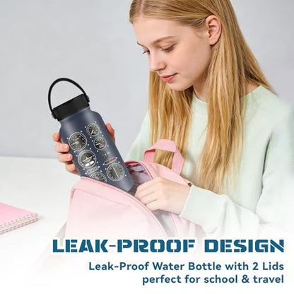 25oz Pilot Water Bottle with 2 Lid - Pilot Stainless Steel Insulated Water Bottles with Straw Lid, BPA-free Leakproof Insulated Reusable Sports Waters Bottle for Office Travel, Gifts Cup for Pilots - color: Pilot