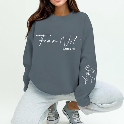 KEEVICI Christian Jesus Faith Sweatshirts for Women Religious Bible Verse God Sweatshirt Graphic Inspirational Cotton Hoodies - color: Deep Gray, size: XX-Large