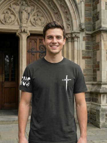 Christian Shirts for Men Religious Cross Shirt Faith Graphic Tees - color: Darkgrey, size: X-Large