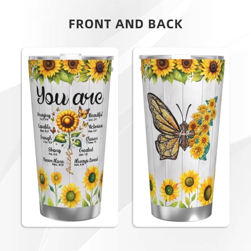 Christian Gifts for Women, Inspiration Religious Gifts, Bible Verse Encouragement Gifts, Thank You Gifts, Birthday Gifts for Women, Mom, Friend, Sister -20 Oz Stainless Steel Tumbler - color: Straw Three-piece Set 1