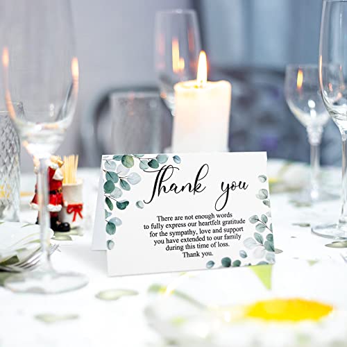 Marspark 25 Pack Funeral Thank You Cards Sympathy Envelopes, Leaves - style: Leaves